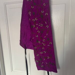 Elegant Purple Embroidered wrap around soft belt